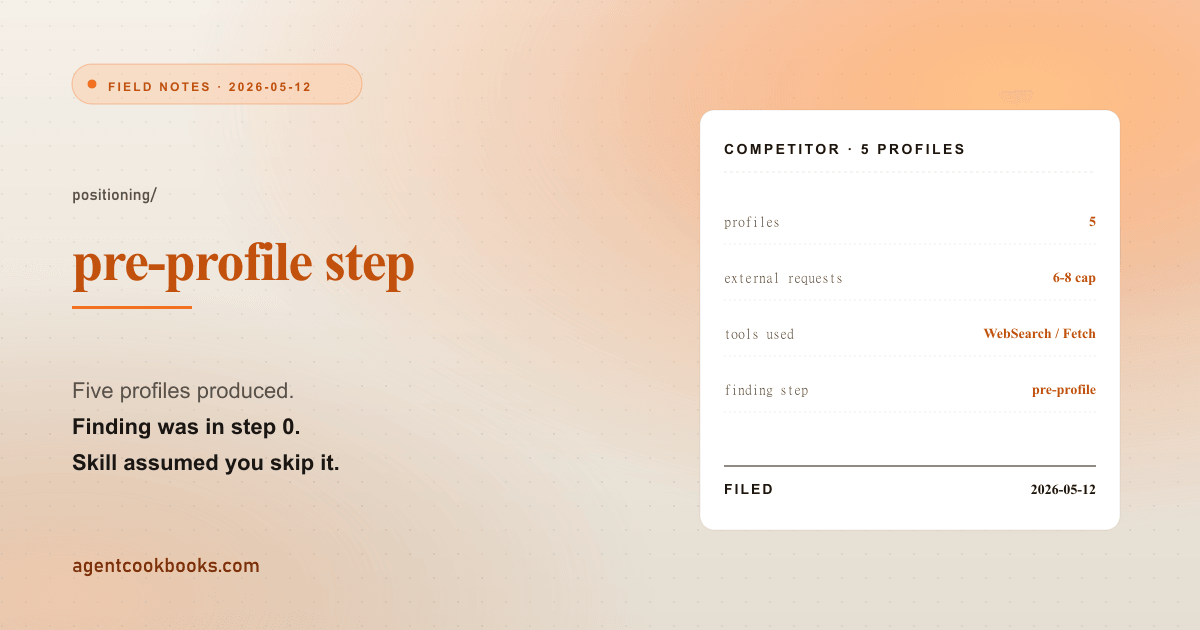 Illustrated receipt card summarizing: Competitor-profiling named one I didn't know existed